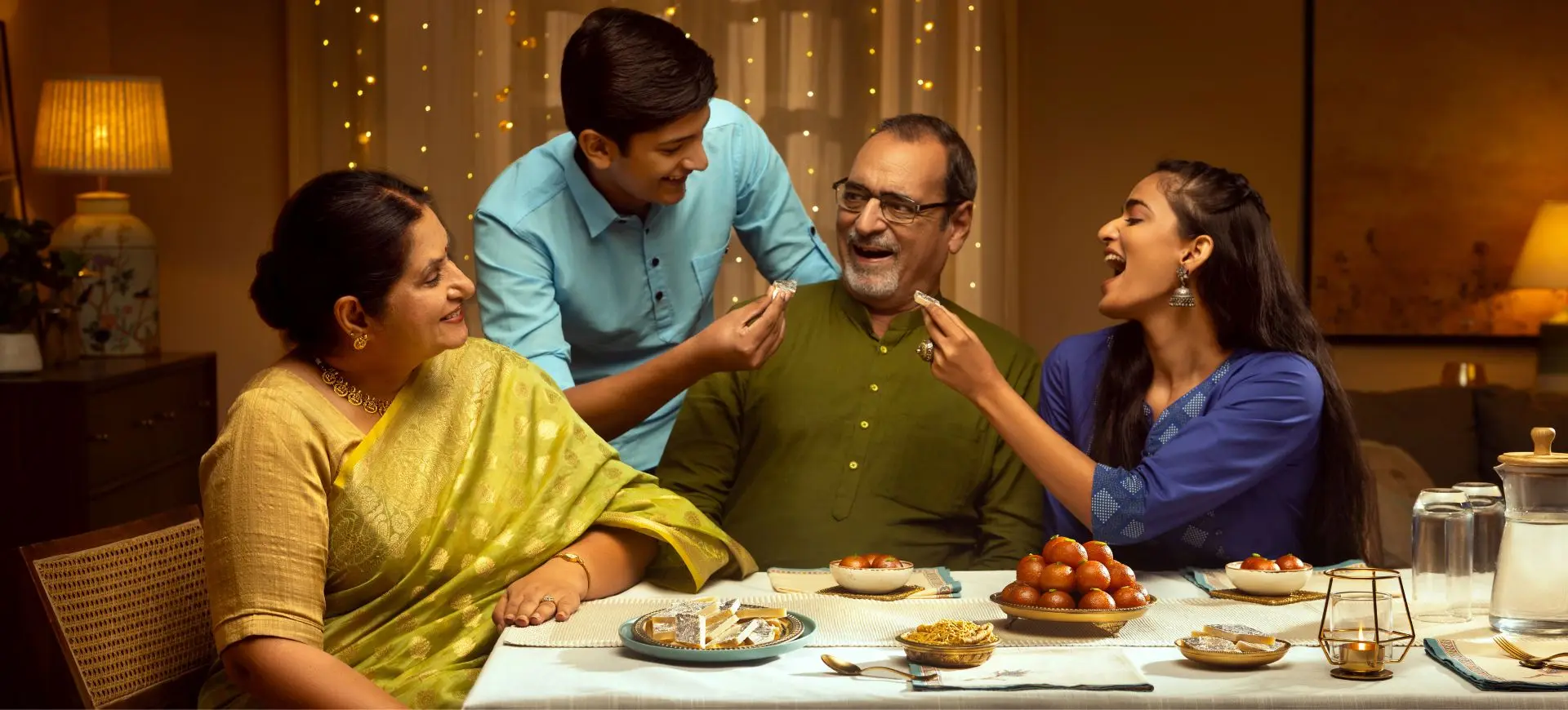 Family enjoying Haldiram's sweets